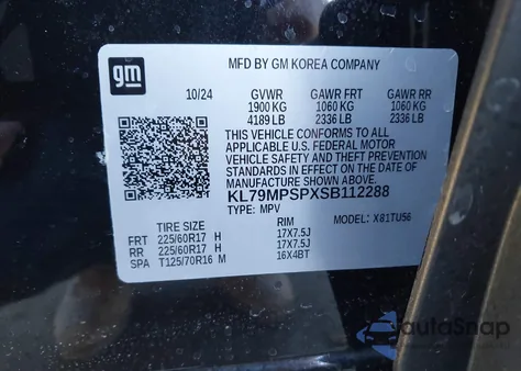 2025 Chevrolet Trailblazer Fwd Lt z USA, uszkodzony, nr VIN KL79MPSPXSB112288